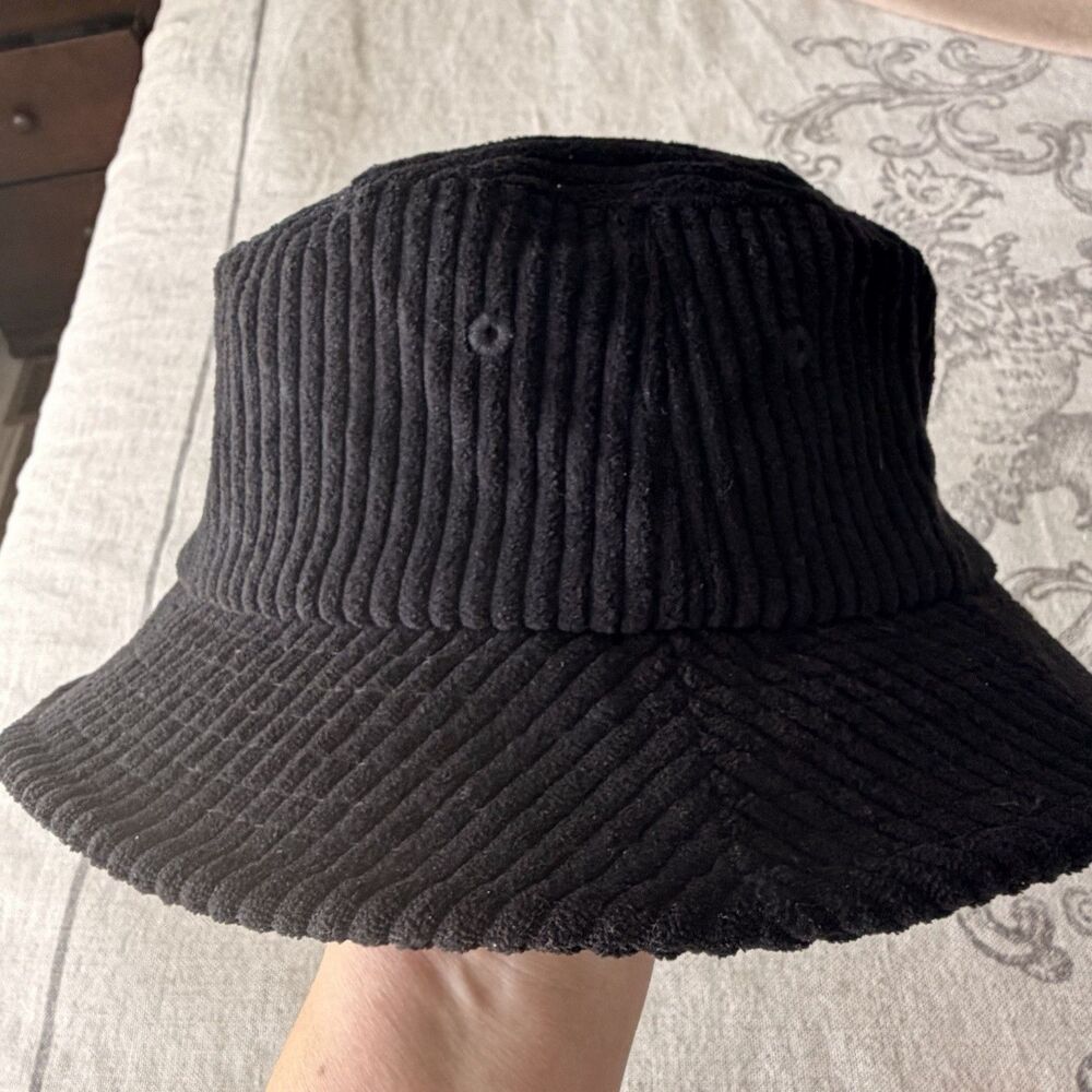ChokoLids Black Corduroy Bucket Hat Wide Wale Unisex Streetwear Y2K